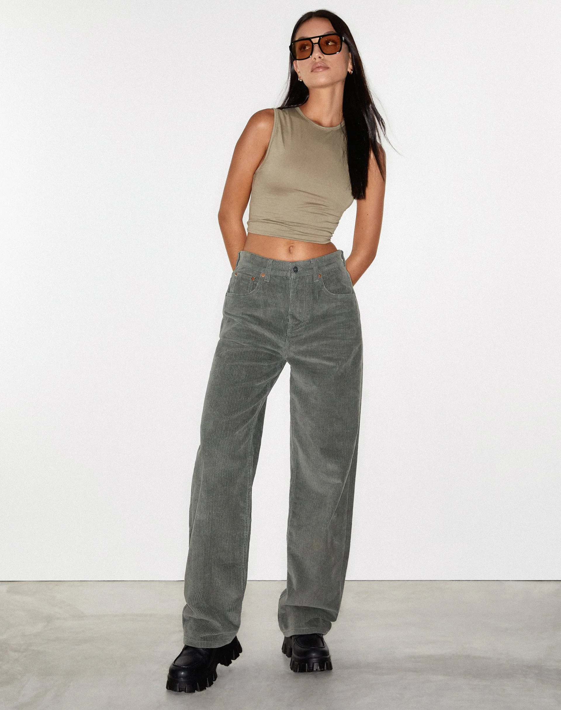 Parallel Jean in Cord Olive - Image 2