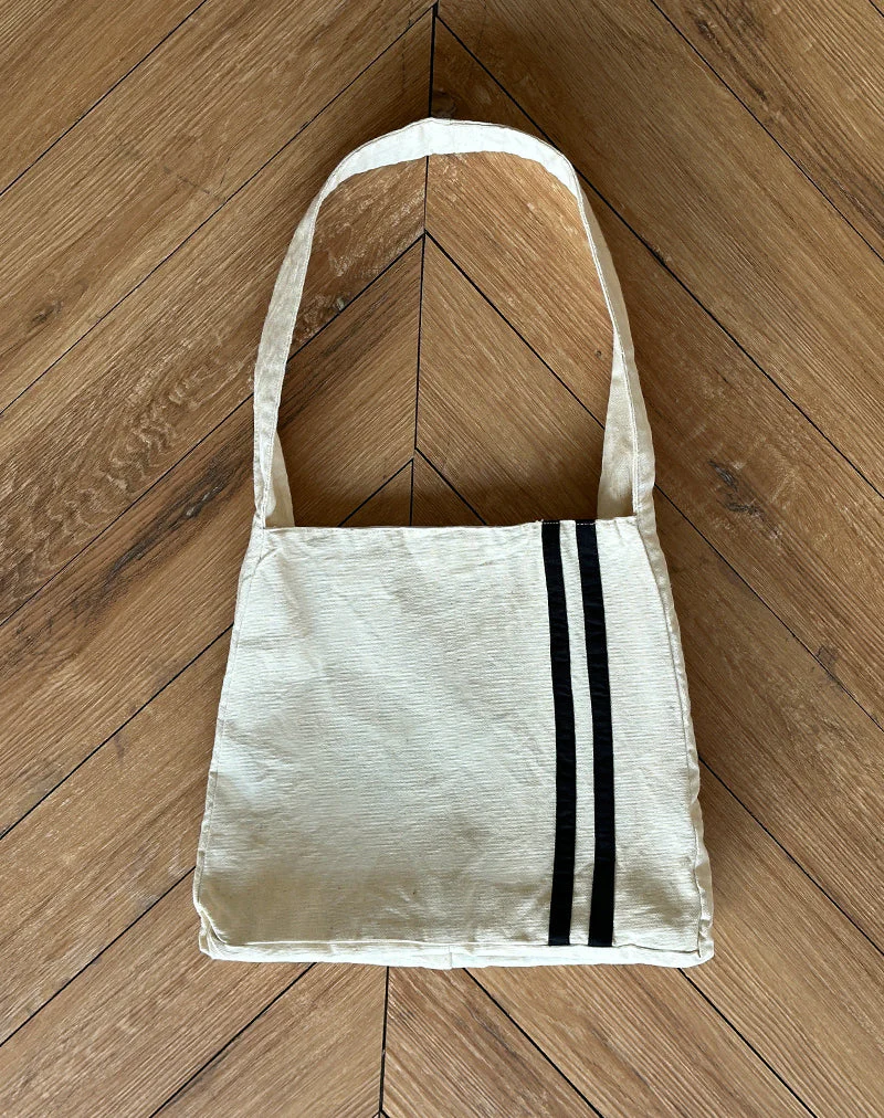 Pardi Canvas Tasche in Ecru mit schwarzem Streifen - Image 2