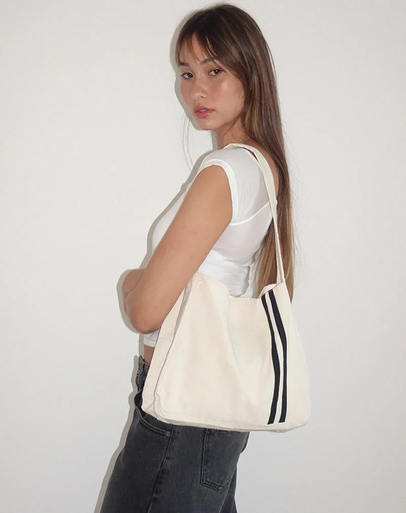 Pardi Canvas Tasche in Ecru mit schwarzem Streifen - Image 3