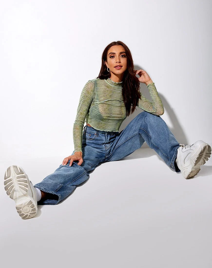 Paria Top in Limette Croc - Image 3