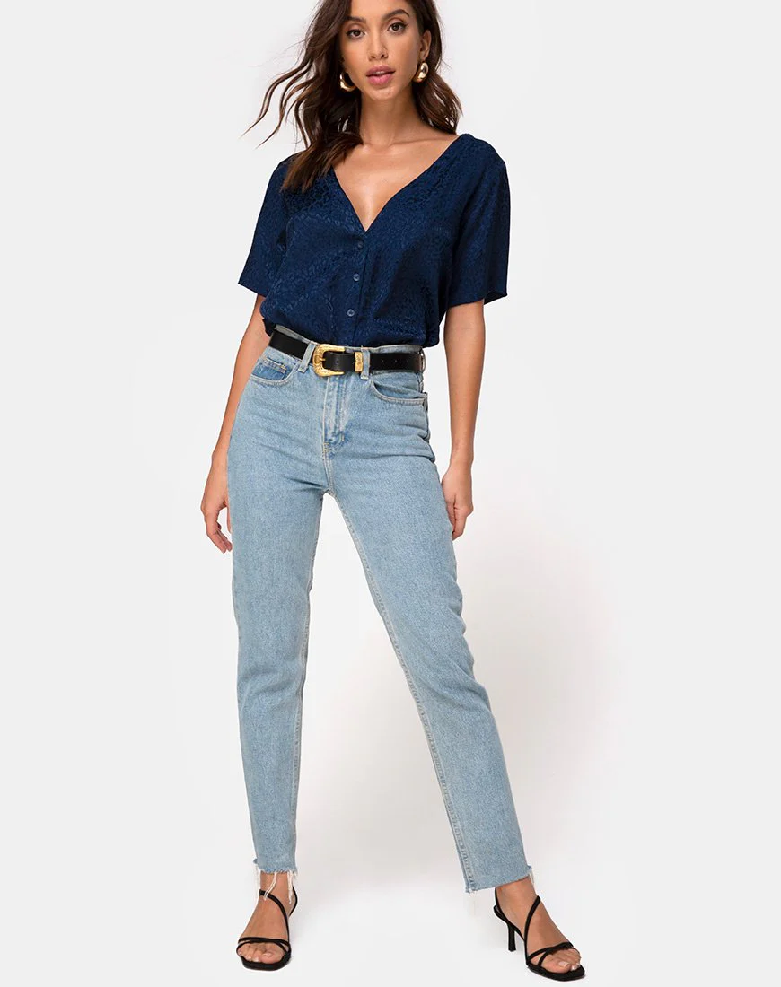 Parki Top aus Satin Gepard Navy - Image 3