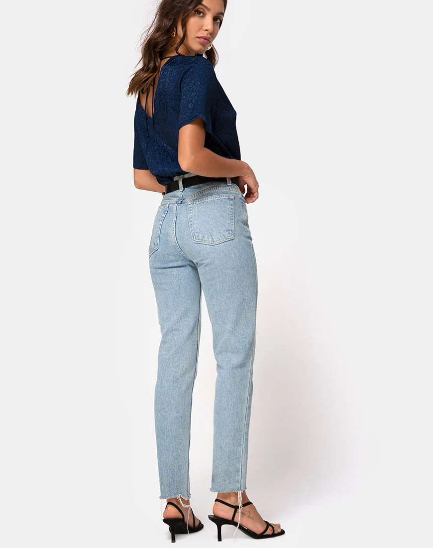 Parki Top aus Satin Gepard Navy - Image 4
