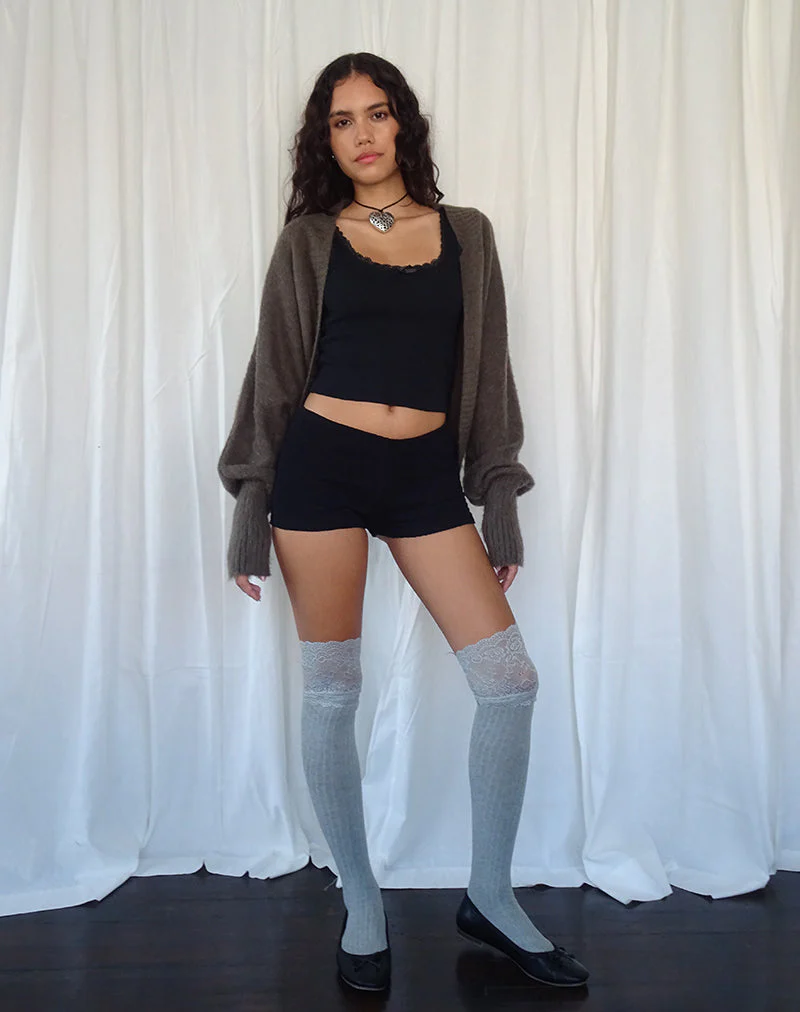 Pasha Strickjacke aus gebürstetem Strick in Braun - Image 4