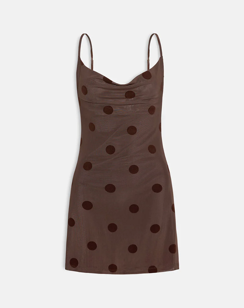 Pastila Minikleid in Big Polka Flock Braun - Image 3