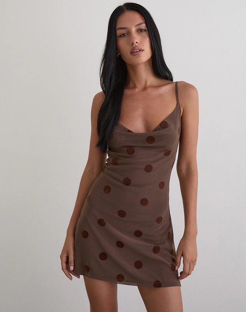 Pastila Minikleid in Big Polka Flock Braun - Image 5