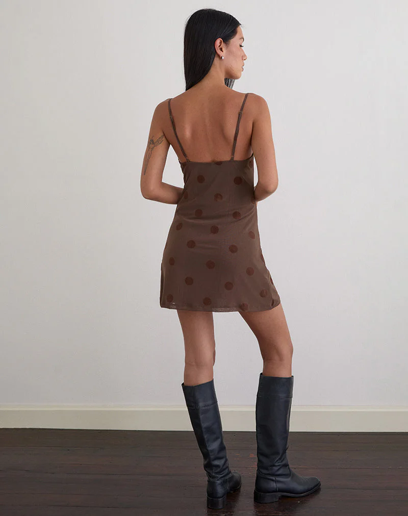 Pastila Minikleid in Big Polka Flock Braun - Image 6