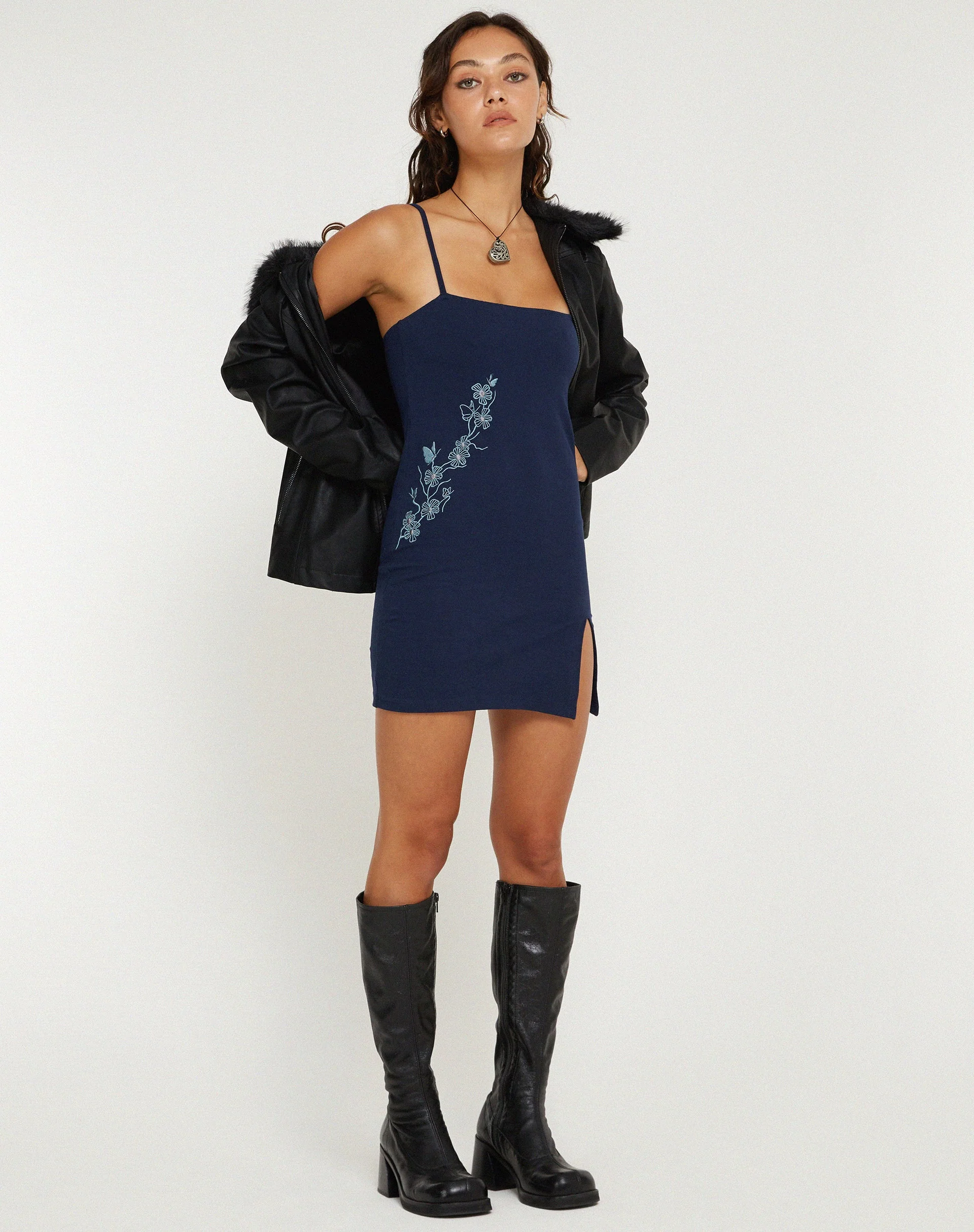 Paula Minikleid Navy Blume Schmetterling Emb - Image 5
