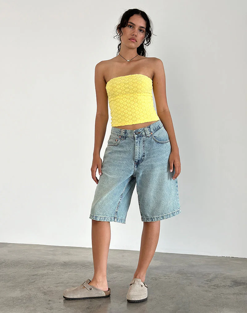 Peggy Bandeau-Top aus Frottee Gelb Mini Floral - Image 3