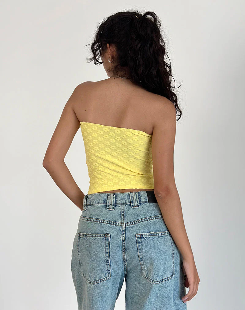Peggy Bandeau-Top aus Frottee Gelb Mini Floral - Image 4