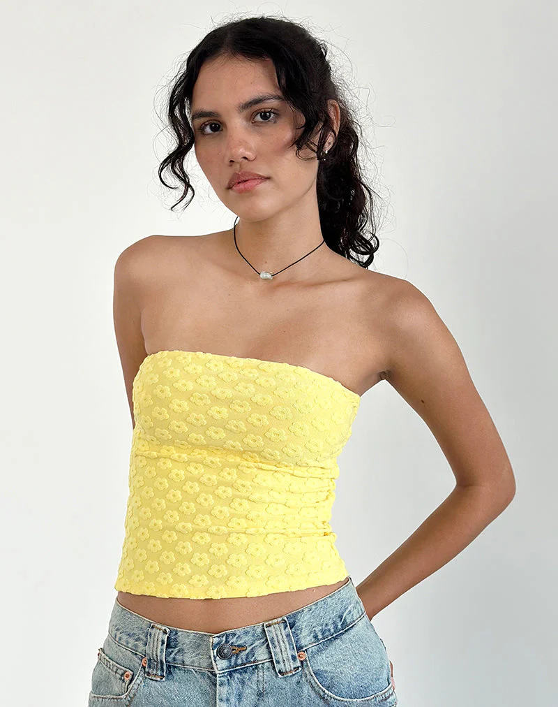 Peggy Bandeau-Top aus Frottee Gelb Mini Floral - Image 5
