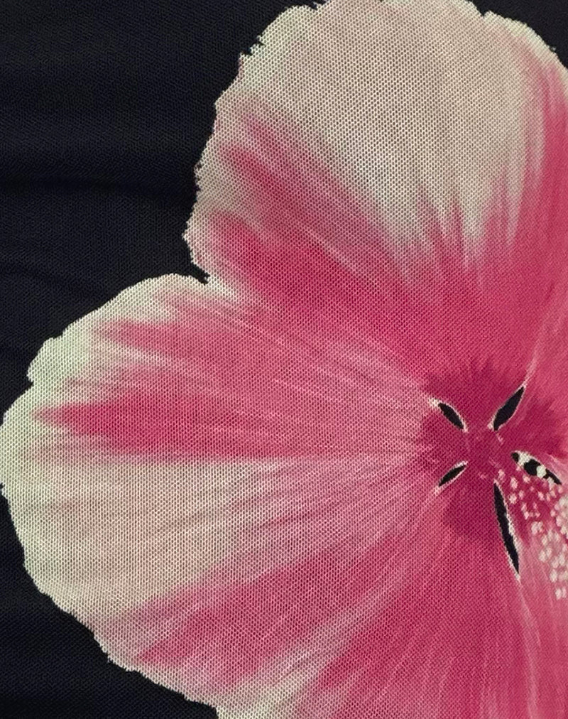 Peggy Bandeau-Top in Watercolour Floral Schwarz und Rosa - Image 7