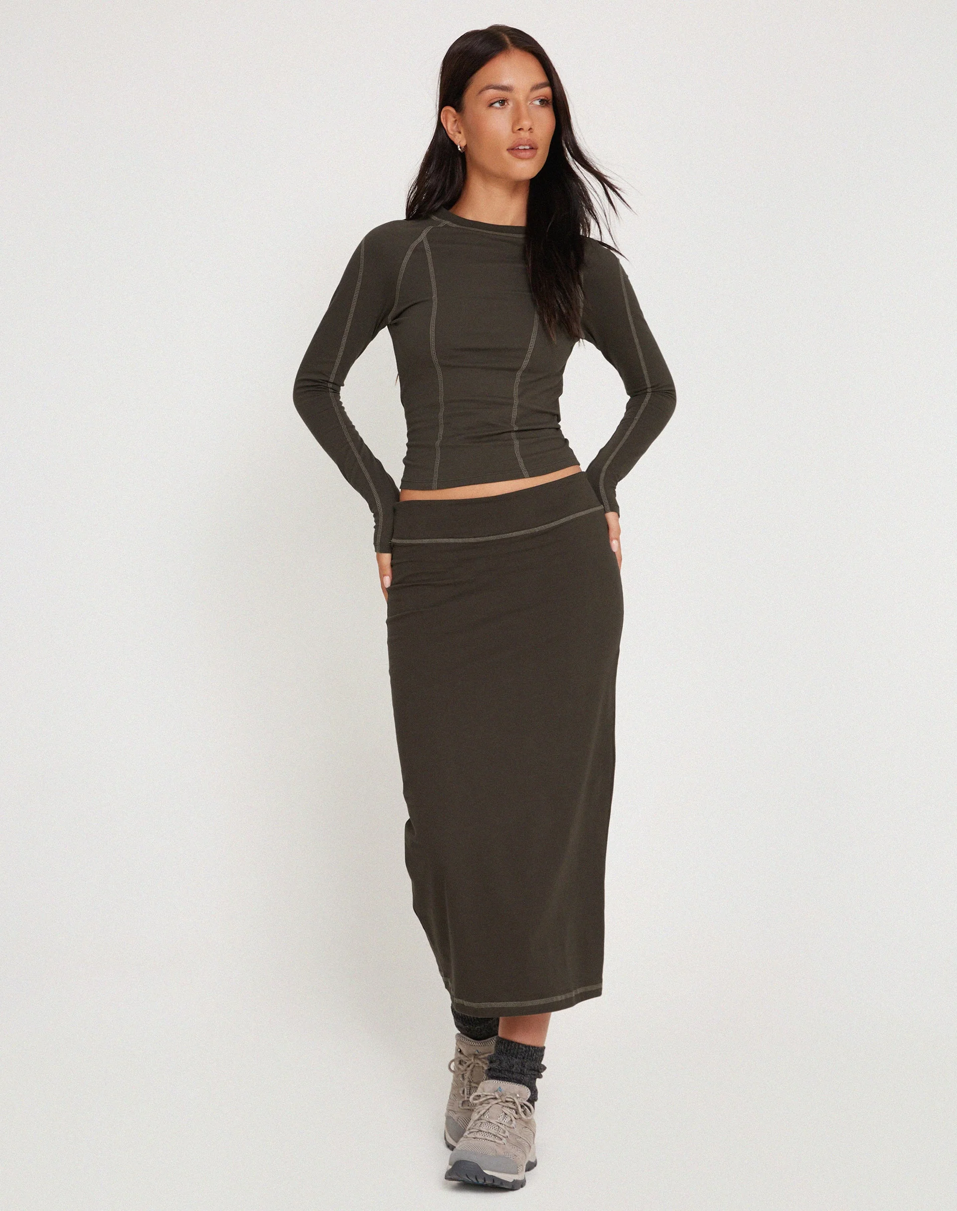 Peka Midirock in Gunmetal mit grauer Steppnaht - Image 3