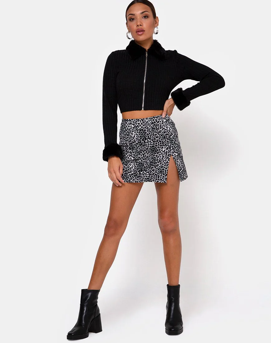 Pelzrock in Rar Leopard Grau - Image 3