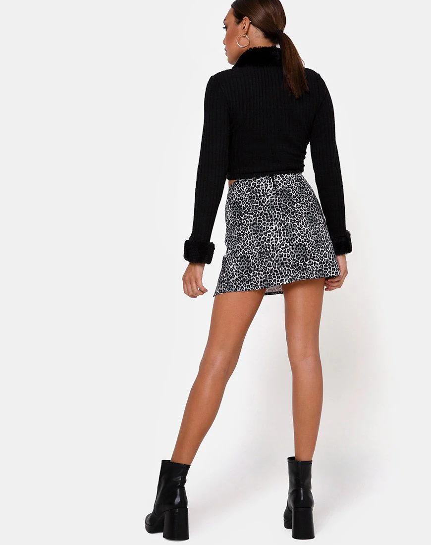 Pelzrock in Rar Leopard Grau - Image 4