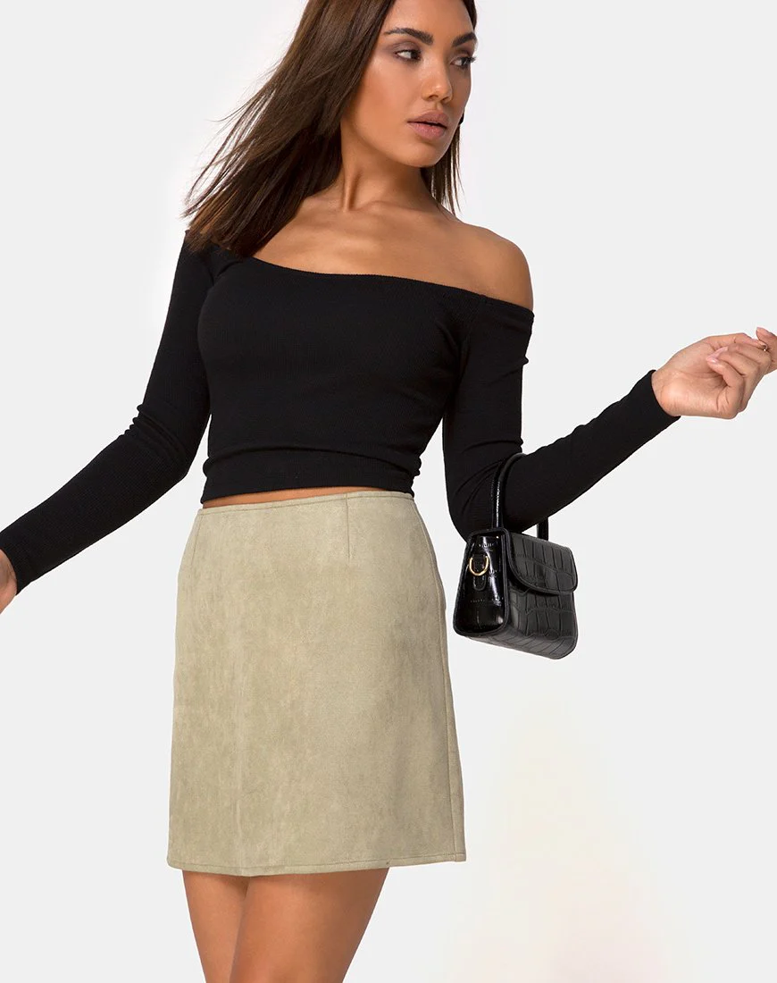 Pelmo-Rock aus Wildleder in Khaki