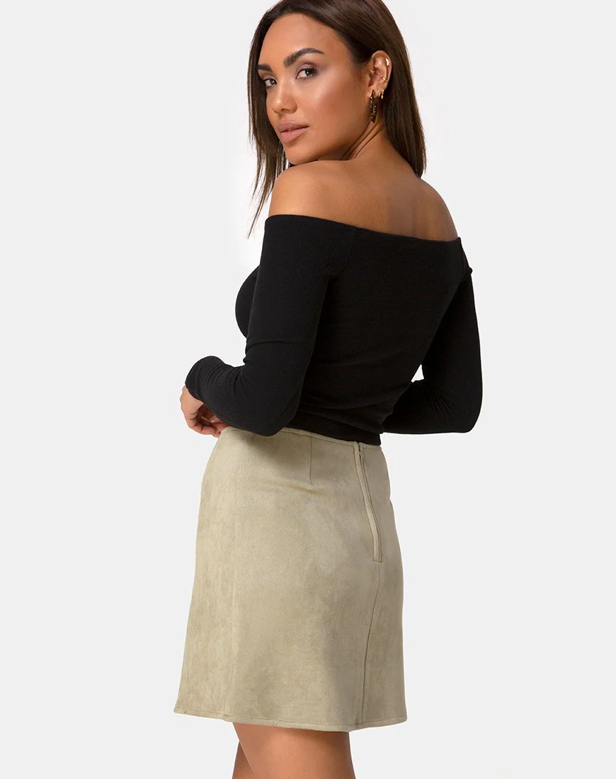 Pelmo-Rock aus Wildleder in Khaki - Image 2