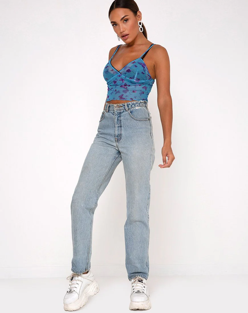 Penika Cami Top aus Mesh Schmetterling Azurblau - Image 6