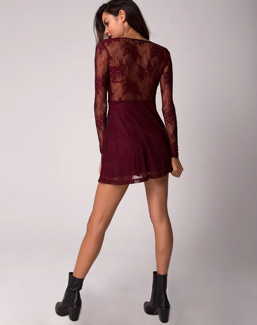 Penley Skaterkleid aus Femme-Spitze Maroon - Image 4