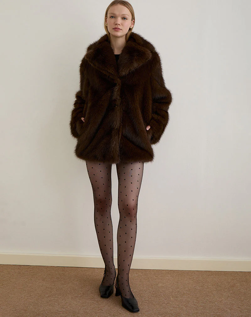 Pepita Jacke aus Kunstpelz Dunkelbraun - Image 2