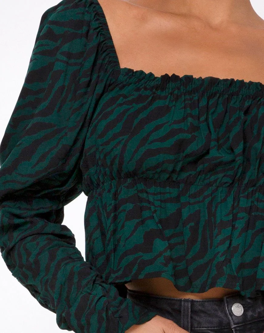 Piery Top in 90's Zebra Waldgrün - Image 5
