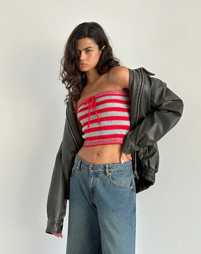 Pihla Tube Top in Rot und Grau gestreift - Image 4