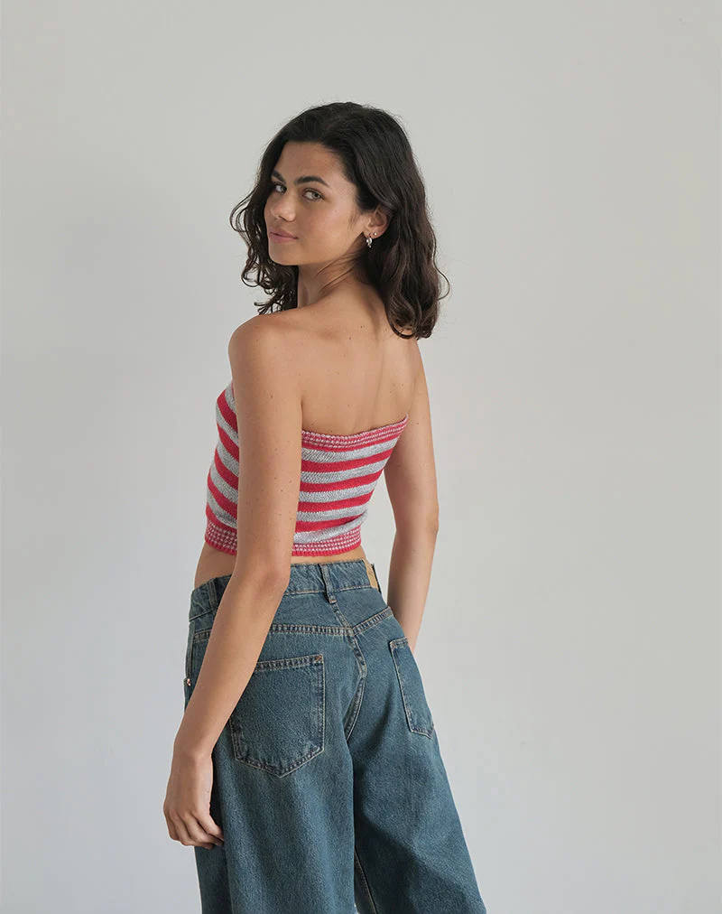 Pihla Tube Top in Rot und Grau gestreift - Image 5