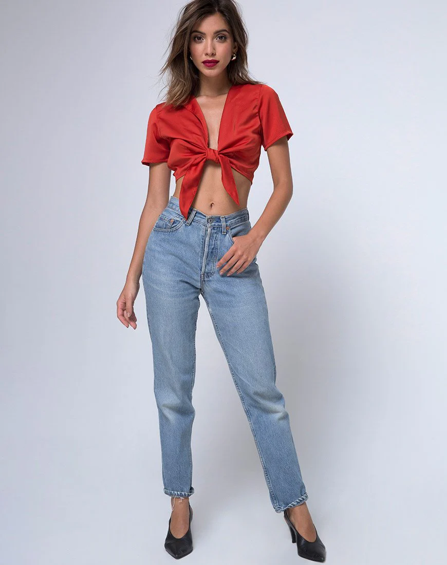 Pilar Bluse aus Satin Rost - Image 3