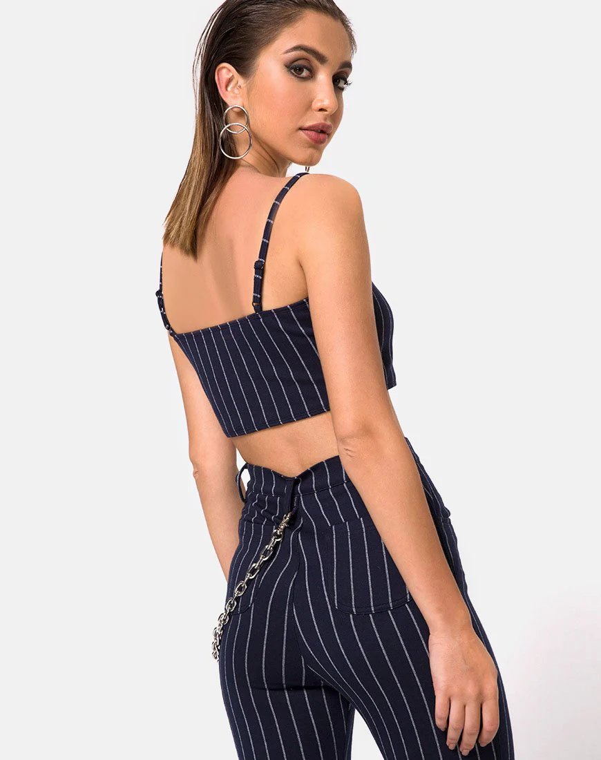 Pin Pants in Marineblau Nadelgestreift - Image 2
