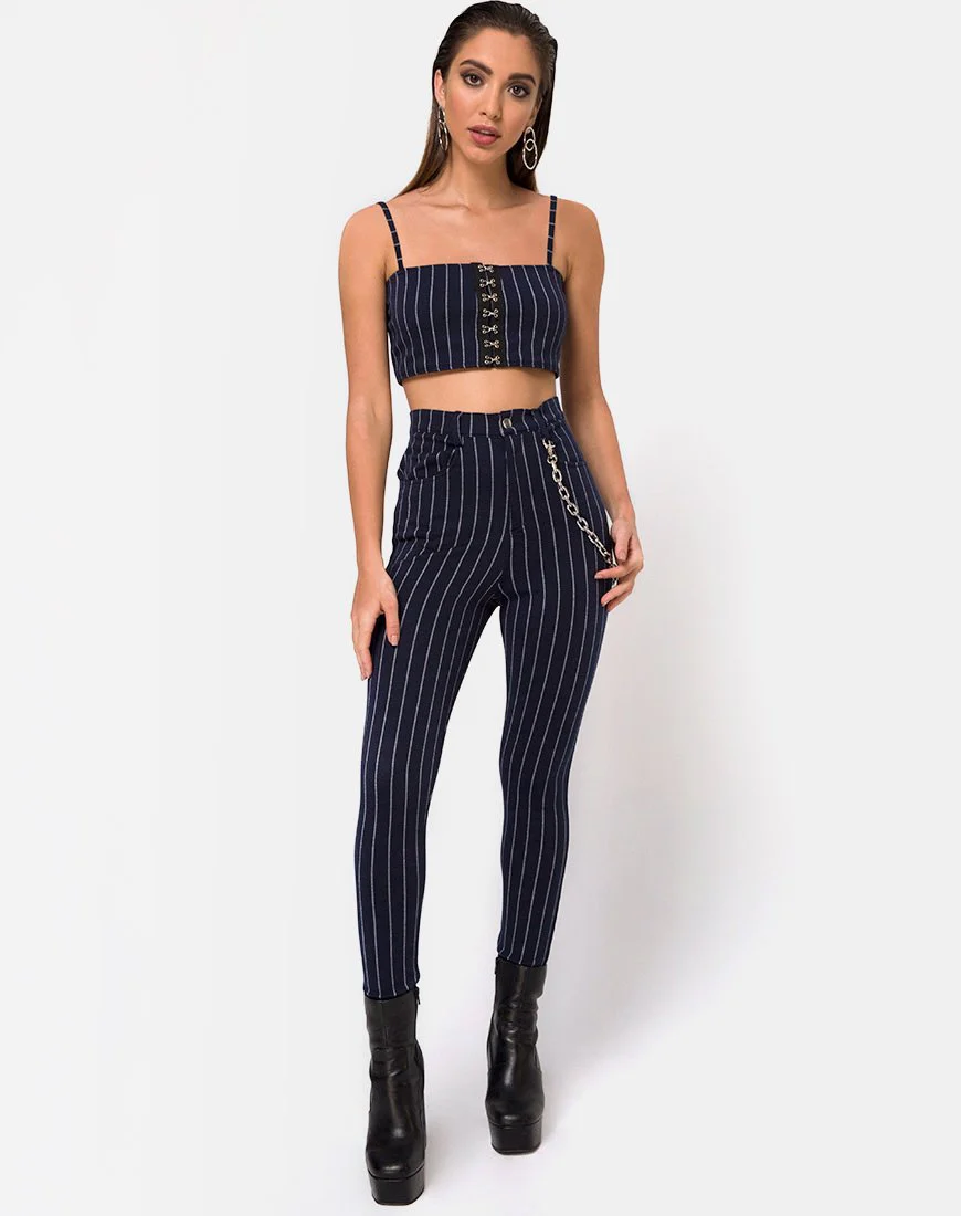 Pin Pants in Marineblau Nadelgestreift - Image 3