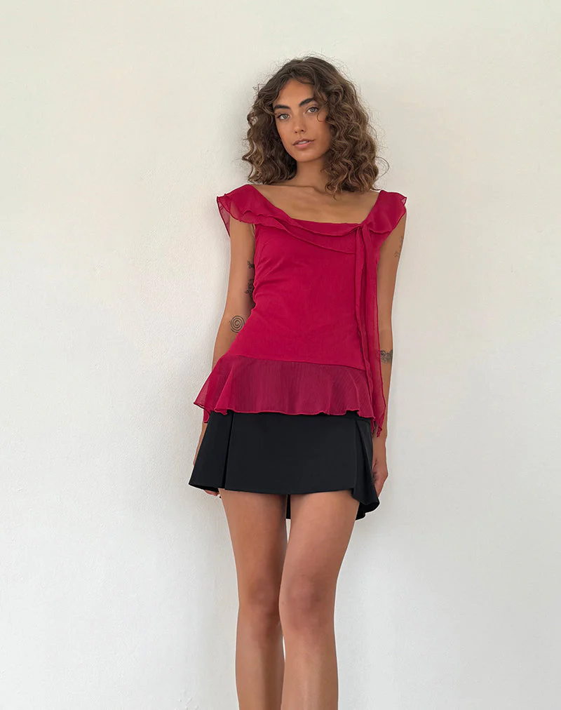 Piro Rüschen-Langarmshirt in Burgundy - Image 2