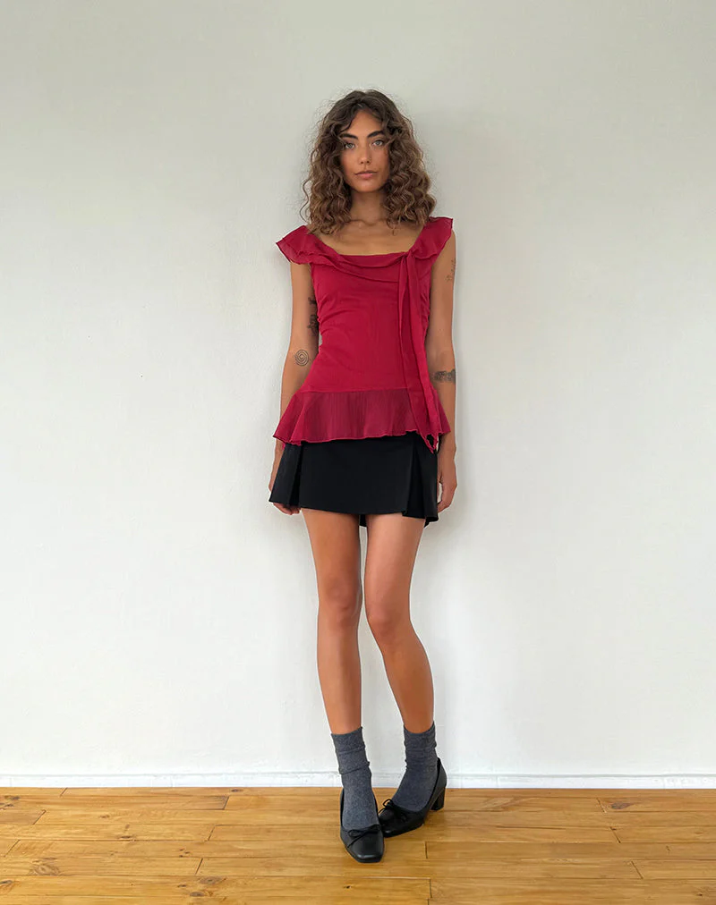 Piro Rüschen-Langarmshirt in Burgundy - Image 3