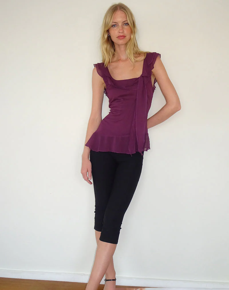 Piro Oberteil aus Chiffon Aubergine - Image 3