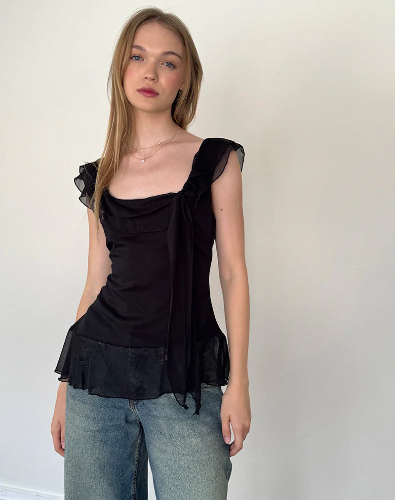 Piro Top aus Chiffon Schwarz - Image 4
