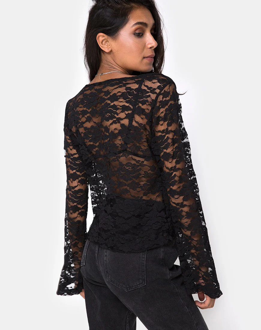 Porque Top aus Spitze Schwarz - Image 2
