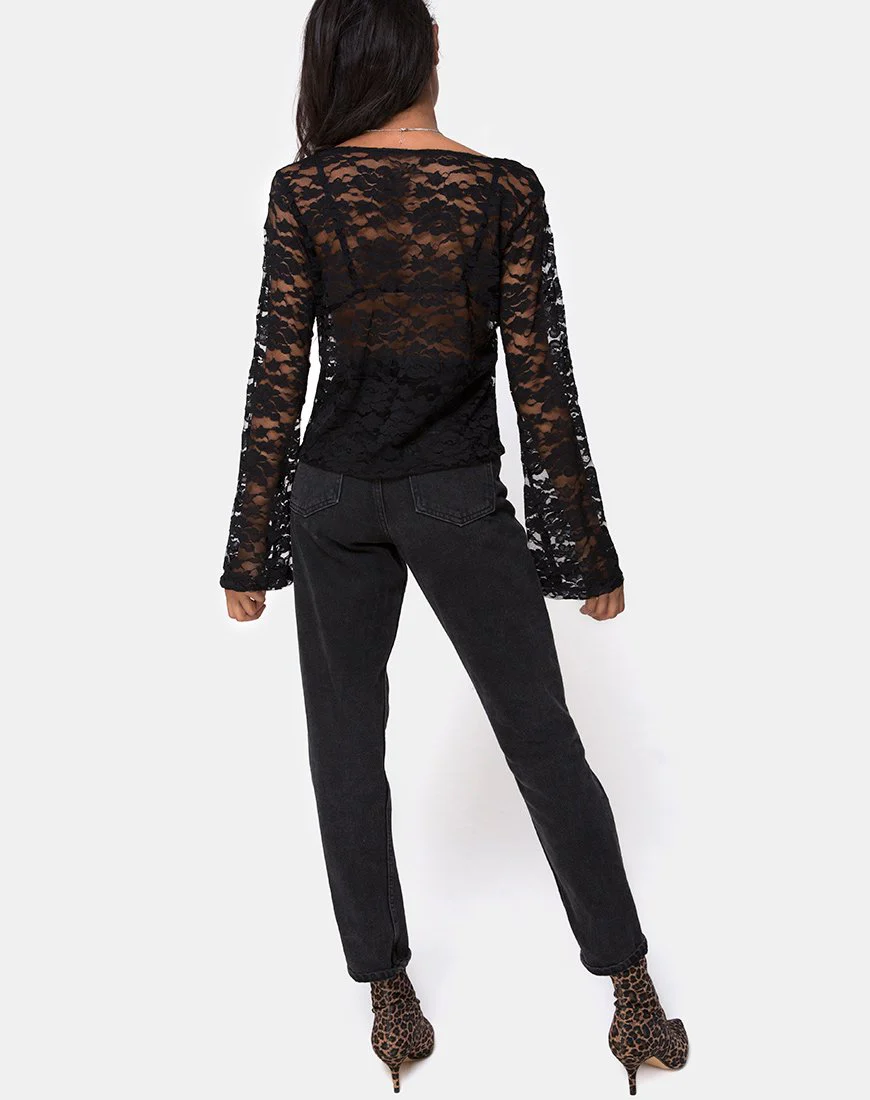 Porque Top aus Spitze Schwarz - Image 4