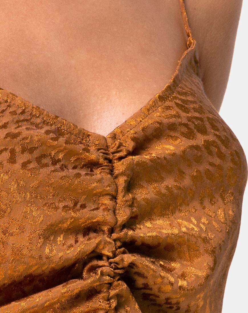 Praha Top in Gold Satin Cheetah - Image 5