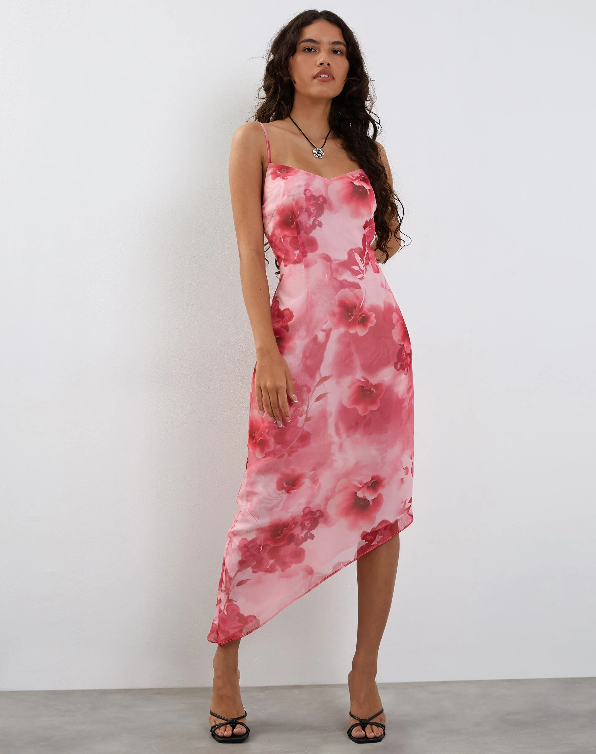 Preston Midikleid in Watercolour Floral Pink - Image 3