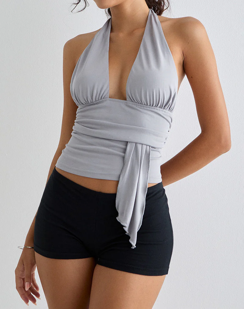 Prilla Neckholder-Top aus Cupro Grau - Image 2