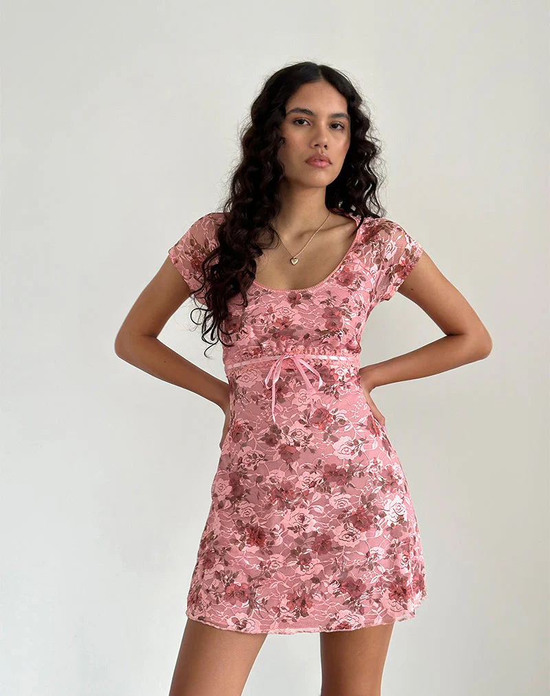 Prinsa Kleid in Rosa Spitze Floral Bloom