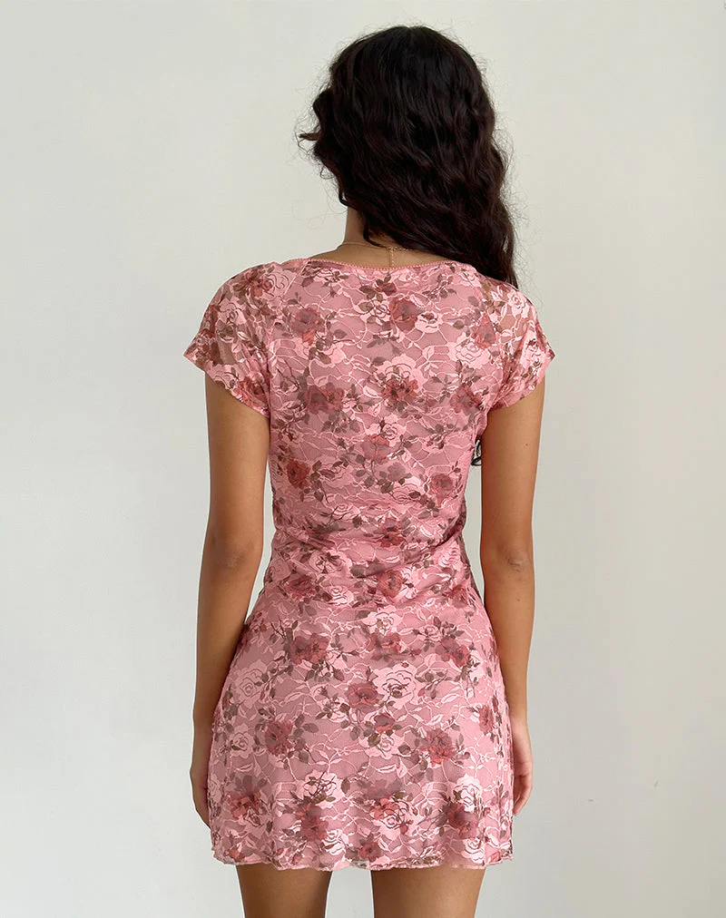 Prinsa Kleid in Rosa Spitze Floral Bloom - Image 4
