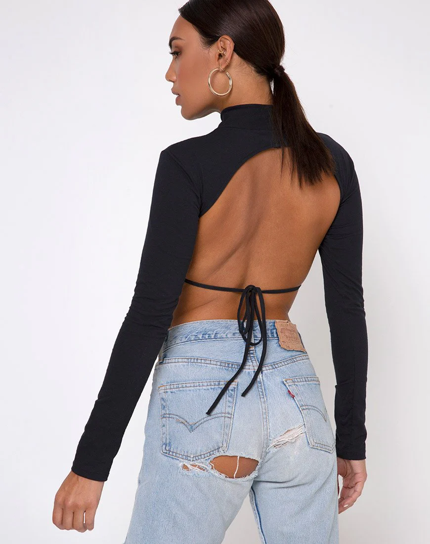 Quelia Crop Top in Schwarz mit 'Saint'-Stickerei - Image 2