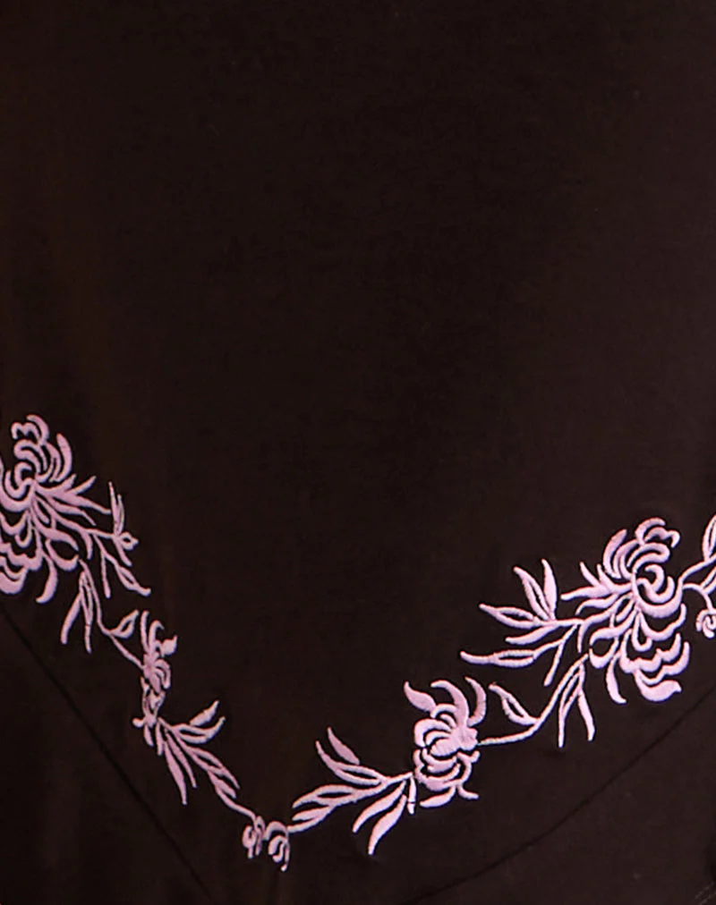 Quelin Midikleid in Schokoladenbraun mit Rosenstickerei - Image 7