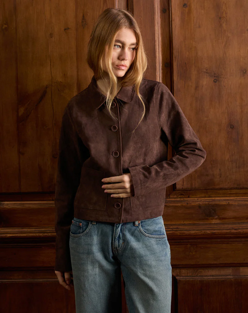 Quincy Beschnittene Jacke aus Kunstwildleder in Braun - Image 4