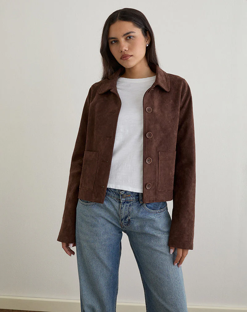 Quincy Beschnittene Jacke aus Kunstwildleder in Braun - Image 5