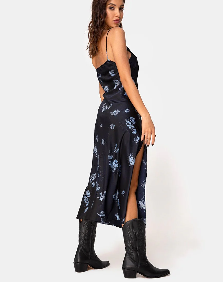 Quinty Kleid in Schwarz Mono Flower - Image 2