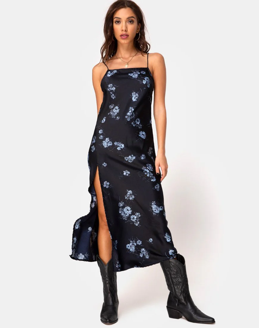 Quinty Kleid in Schwarz Mono Flower - Image 3