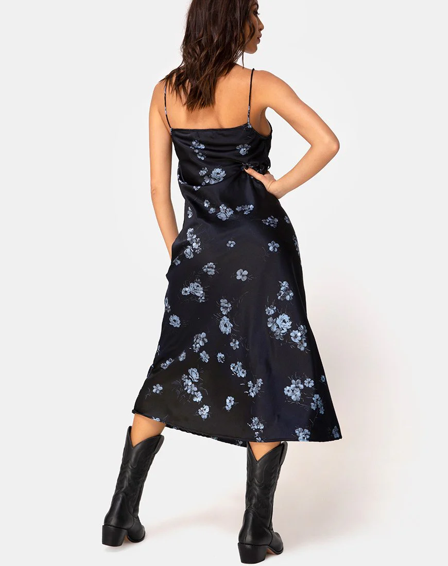 Quinty Kleid in Schwarz Mono Flower - Image 4