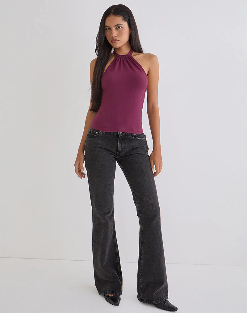 Raceline Neckholder-Top aus Rayon-Jersey in Deep Purple - Image 4