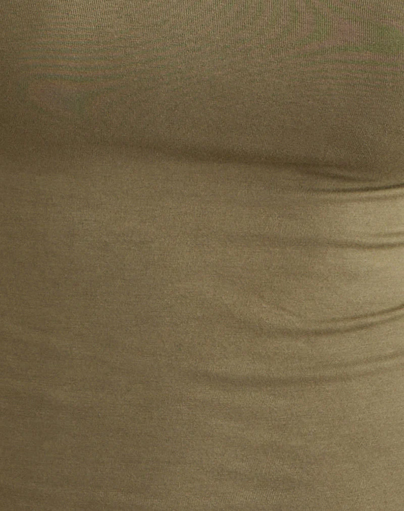 Raceline Neckholder-Top aus Rayon-Jersey in Khaki - Image 6