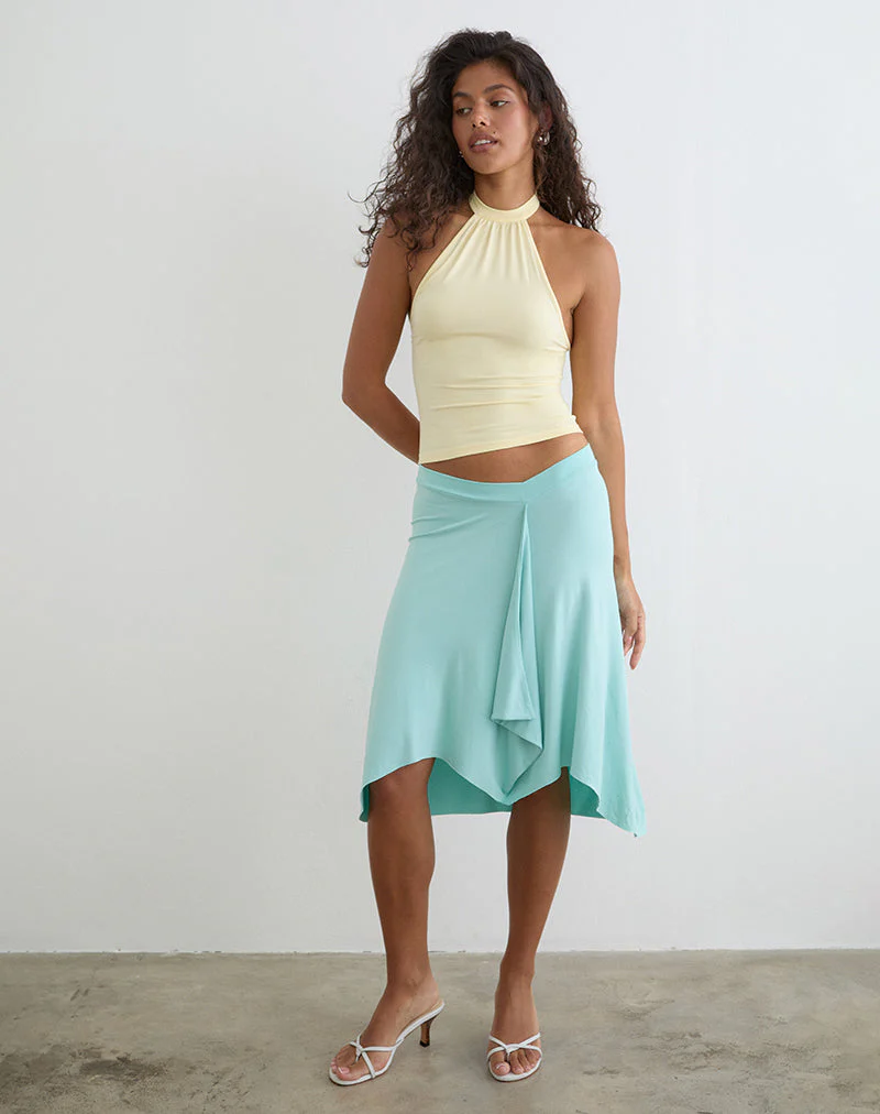 Raceline Halterneck Top in Rayon Jersey Lemon - Image 4
